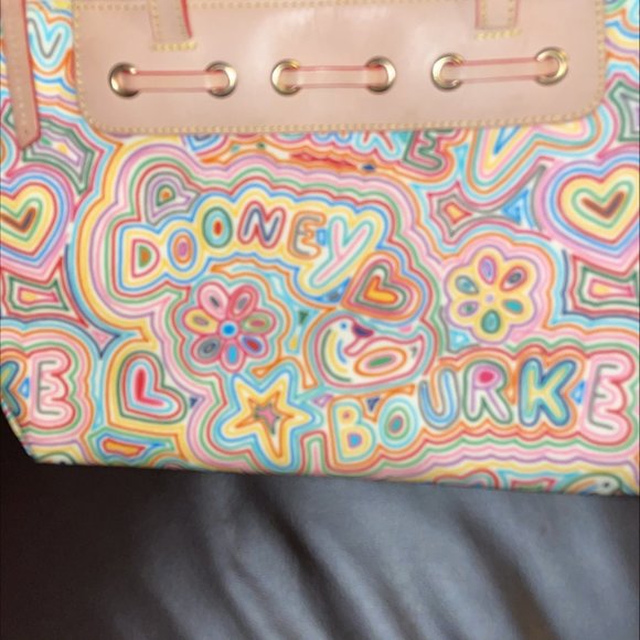 Dooney & Bourke Crayon Doodle Leather and Canvas Bag - Picture 2 of 4